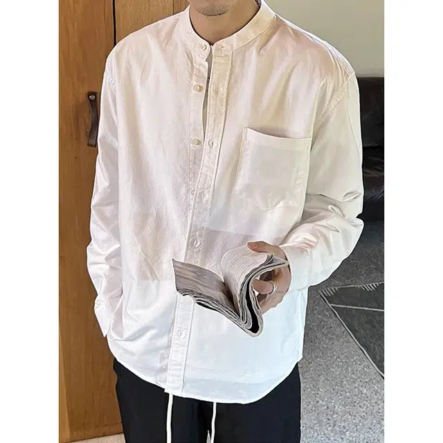 徐百货 美式潮牌简约休闲百搭圆领潮流宽松纯棉韩版时尚长袖上衣衬衫 男女同款