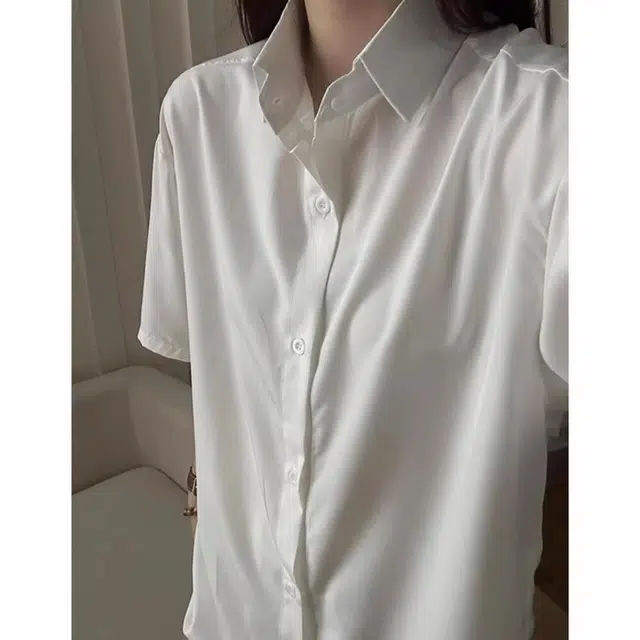 徐百货 美式复古纯色冰丝短袖夏季潮流薄款宽松通勤休闲衬衣外套高级感叠穿速干防晒衬衫 男女同款