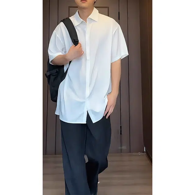 徐百货 徐百货垂感凉感衬衣薄款外套韩系高级感短袖衬衫 男女同款