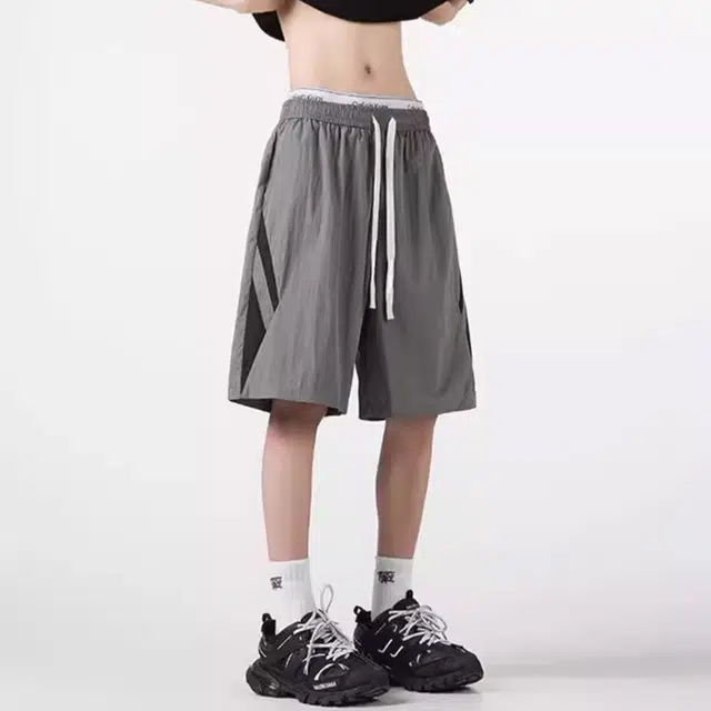徐百货 美式潮牌速干夏季宽松冰丝透气薄款运动跑步五分中裤休闲短裤 男女同款