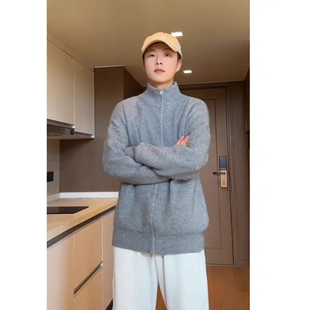 徐百货 美式复古双拉链开衫立领卫衣慵懒风氛围感外套潮流百搭宽松舒适毛衣 男女同款