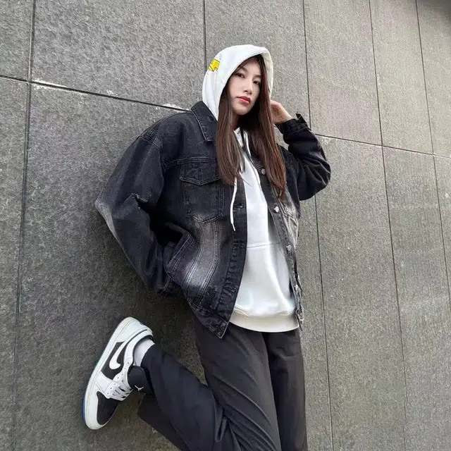 徐百货 美式潮牌水洗做旧扎染春秋季帅气宽松复古夹克上衣长袖牛仔外套 男女同款