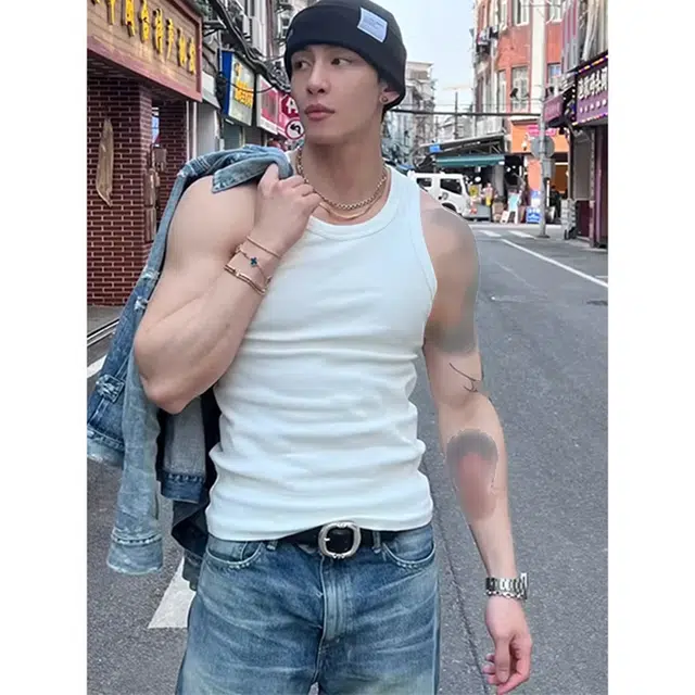 徐百货 重磅粗螺纹街头工字无袖健身弹力修身弹力吸汗上衣背心 男女同款