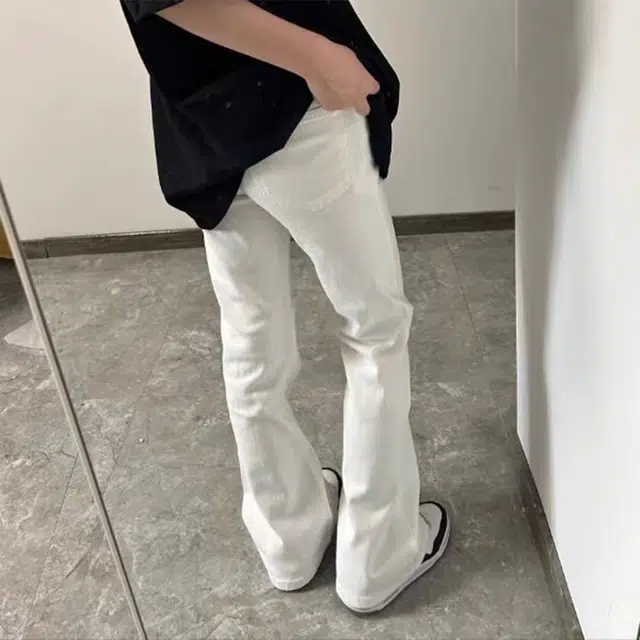 徐百货 美式潮牌弯刀裤子夏季修身百搭直筒长裤高街潮流微喇牛仔裤 男女同款