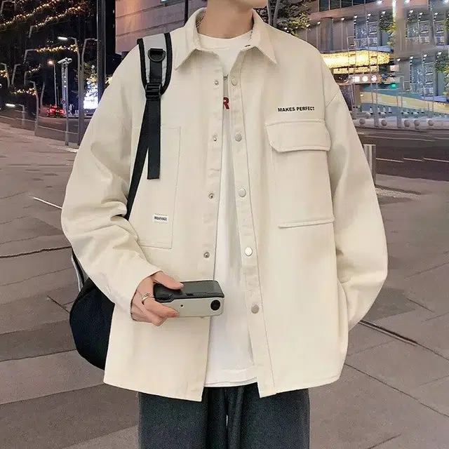 玉儿恋 春秋日系潮牌工装风青少年休闲外套与个性长袖衬衣衬衫 男女同款