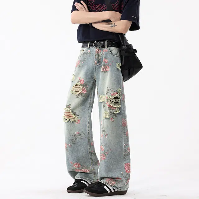 WELTER EXPERIMENT Retro Relaxed Straight Jeans