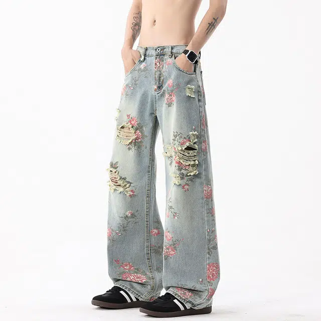 WELTER EXPERIMENT Retro Relaxed Straight Jeans