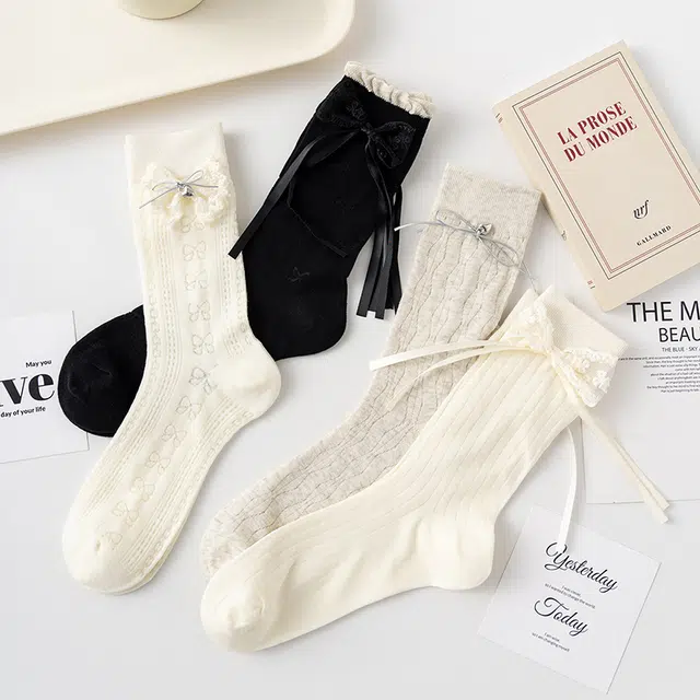 棉武器 蕾丝花边袜学生袜大童袜堆堆袜洛丽塔袜子中筒袜 女款