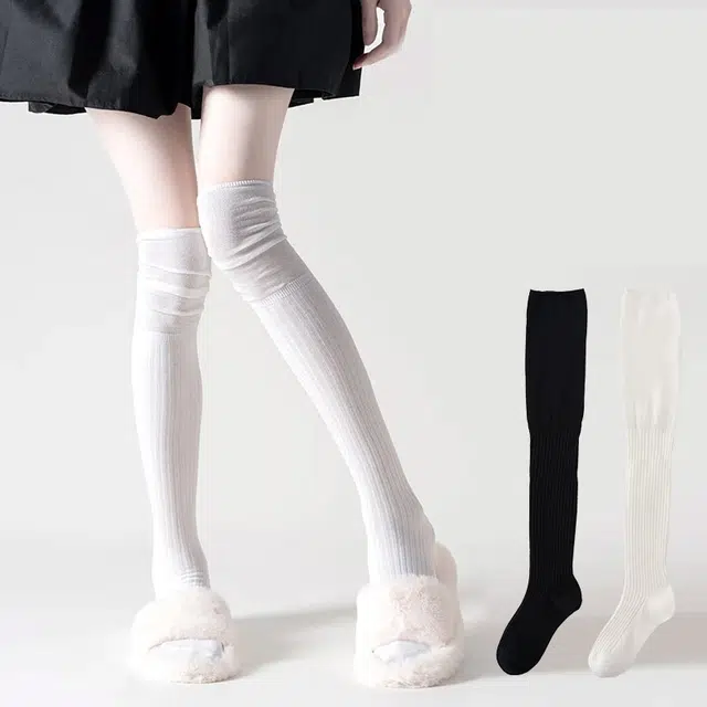 棉武器 过膝袜薄款拼接堆堆袜春夏秋季长筒袜 女款 组合装