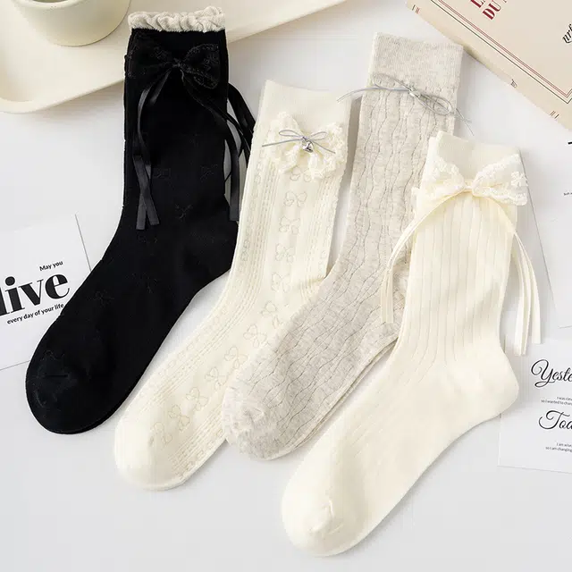 棉武器 蕾丝花边袜学生袜大童袜堆堆袜洛丽塔袜子中筒袜 女款
