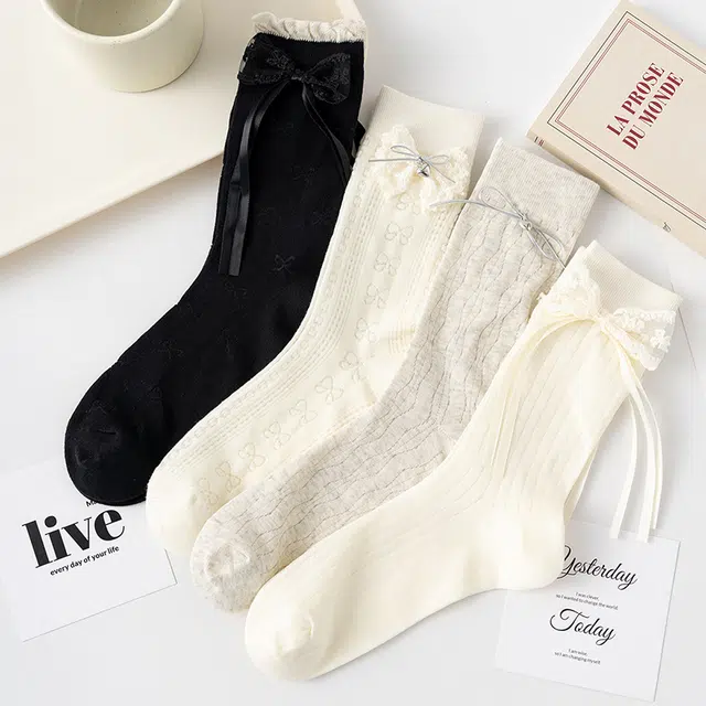 棉武器 蕾丝花边袜学生袜大童袜堆堆袜洛丽塔袜子中筒袜 女款