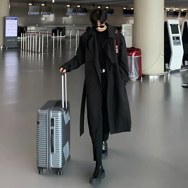 艾梵斯贝 春秋高级感中长款过膝经典简约设计款无性别时尚轻奢气质日常通勤百搭宽松休闲商务韩版潮流痞帅双排扣风衣 男女同款