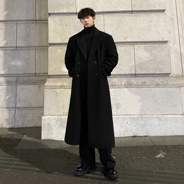 艾梵斯贝 简约高端轻奢高级感老钱风无性别日常通勤百搭宽松休闲时尚秋冬氛围感过膝外套潮牌商务正装情侣款毛呢大衣 男女同款