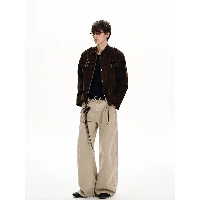 艾梵斯贝 美式复古潮流麂皮绒老钱风小众设计款无性别日常通勤宽松休闲时尚高级感个性街头潮酷情侣款夹克 男女同款