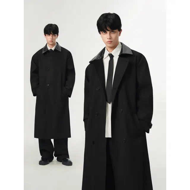 艾梵斯贝 美式复古潮流简约设计款韩版小众潮牌中长款日常通勤百搭高级感宽松休闲商务时尚风衣 男款