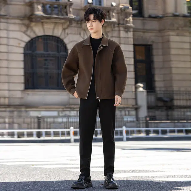 艾梵斯贝 美式复古潮流工装立领简约设计款日常通勤百搭宽松休闲商务行政时尚高级感慵懒质感气质夹克 男款