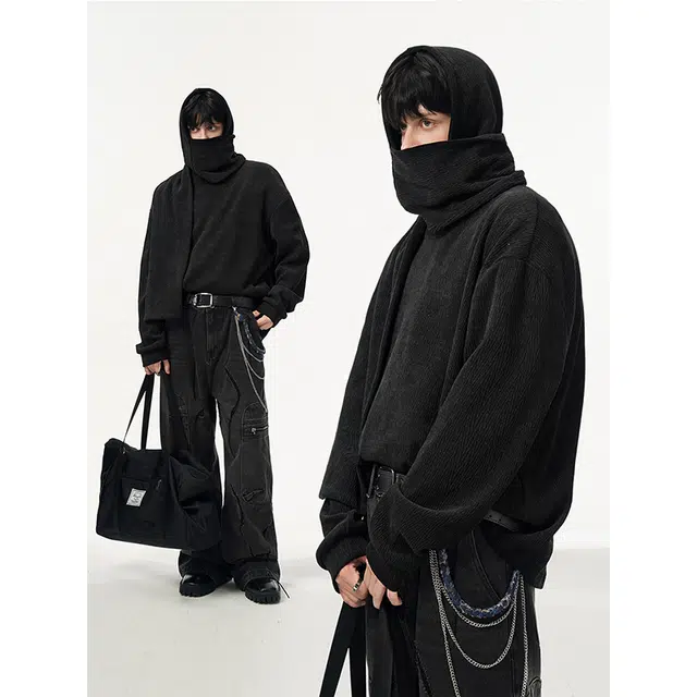 艾梵斯贝 复古文艺街头潮流时髦法式慵懒风混搭小众设计款高级感无性别日常通勤百搭宽松休闲时尚肌理感连帽情侣款卫衣 男女同款