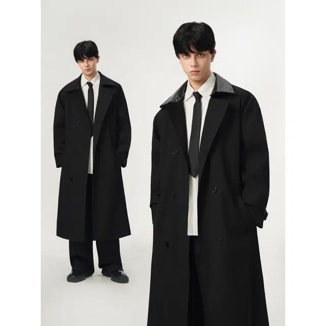 艾梵斯贝 美式复古潮流简约设计款韩版小众潮牌中长款日常通勤百搭高级感宽松休闲商务时尚风衣 男款