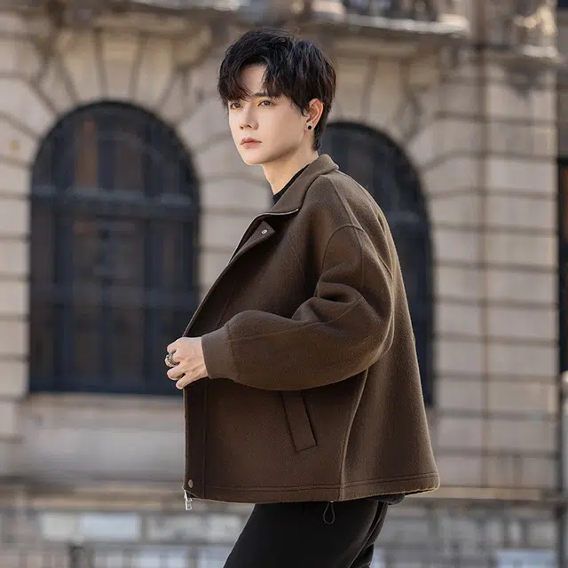 艾梵斯贝 美式复古潮流工装立领简约设计款日常通勤百搭宽松休闲商务行政时尚高级感慵懒质感气质夹克 男款