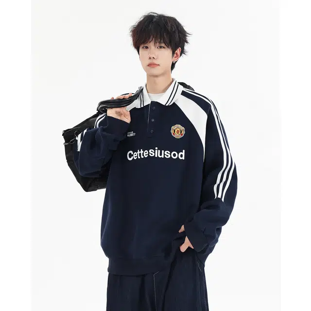 艾梵斯贝 美式复古潮流字母印花徽章拼接设计款无性别日常通勤百搭宽松休闲时尚高级感学院风潮牌个性街头情侣款卫衣 男女同款