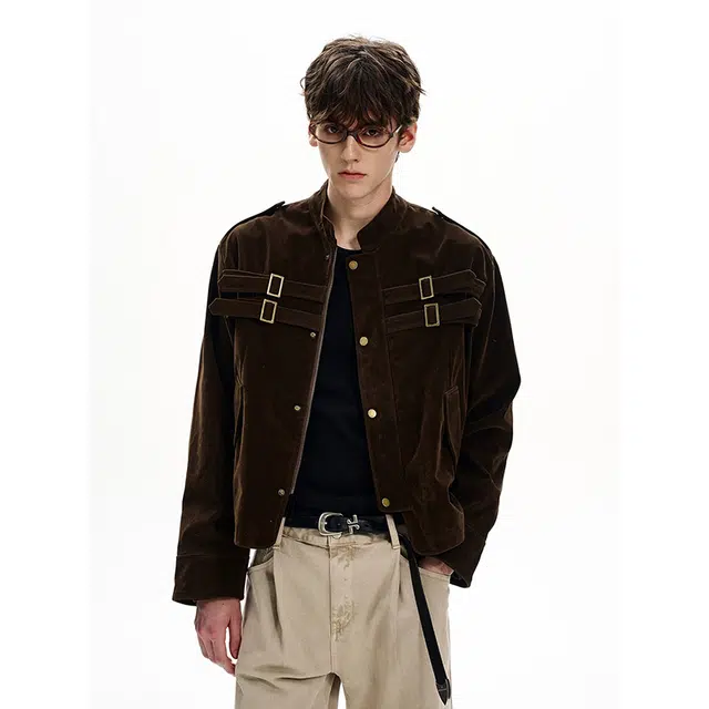 艾梵斯贝 美式复古潮流麂皮绒老钱风小众设计款无性别日常通勤宽松休闲时尚高级感个性街头潮酷情侣款夹克 男女同款