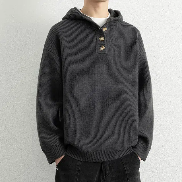 艾梵斯贝 美式复古潮流老钱风简约设计款针织衫日常通勤百搭高级感宽松休闲时尚无性别气质连帽卫衣 男女同款