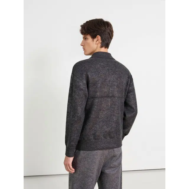 艾梵斯贝 美式复古英伦风简约设计款拉链领高级感日常通勤百搭宽松休闲商务青年质感轻奢职场气质翻领毛衣 男款