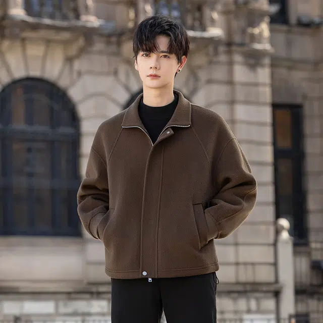 艾梵斯贝 美式复古潮流工装立领简约设计款日常通勤百搭宽松休闲商务行政时尚高级感慵懒质感气质夹克 男款