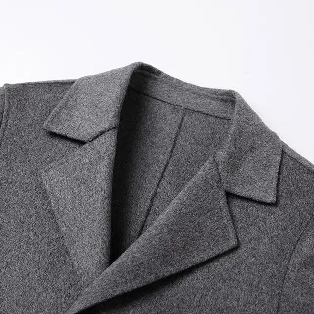 艾梵斯贝 高品质轻奢御寒保暖时尚简约长款纯色手工双面呢休闲商务绅士日常通勒百搭英伦风单排扣大口袋修身西装领过膝羊毛呢大衣 男款