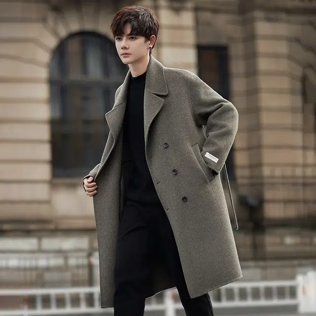 艾梵斯贝 高端双面羊绒高级感简约设计大气日常休闲商务行政北欧风优雅气质中长款宽松大衣 男女同款
