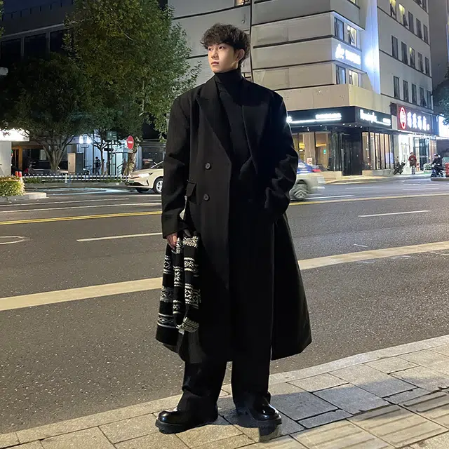 艾梵斯贝 简约高端轻奢高级感老钱风无性别日常通勤百搭宽松休闲时尚秋冬氛围感过膝外套潮牌商务正装情侣款毛呢大衣 男女同款