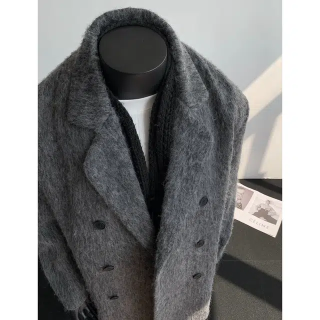 艾梵斯贝 高品质轻奢精致韩系御寒粗纺羊绒毛呢时尚简约纯色休闲商务绅士日常通勒百搭高级英伦风双排扣西装领情侣款大衣 男女同款