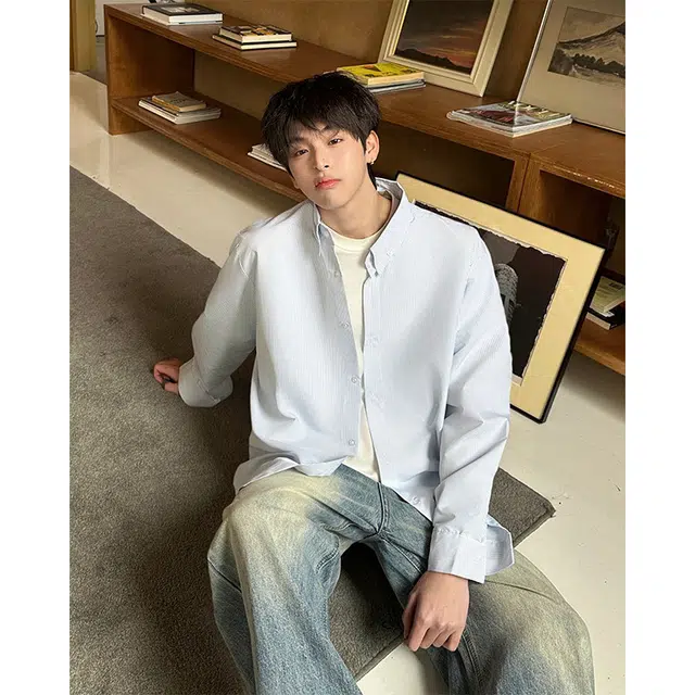 艾梵斯贝 高端轻奢条纹简约韩版轻熟可拆卸领带高级感休闲商务日常通勤百搭气质高品质职场约会绅士学院风长袖衬衫 男款