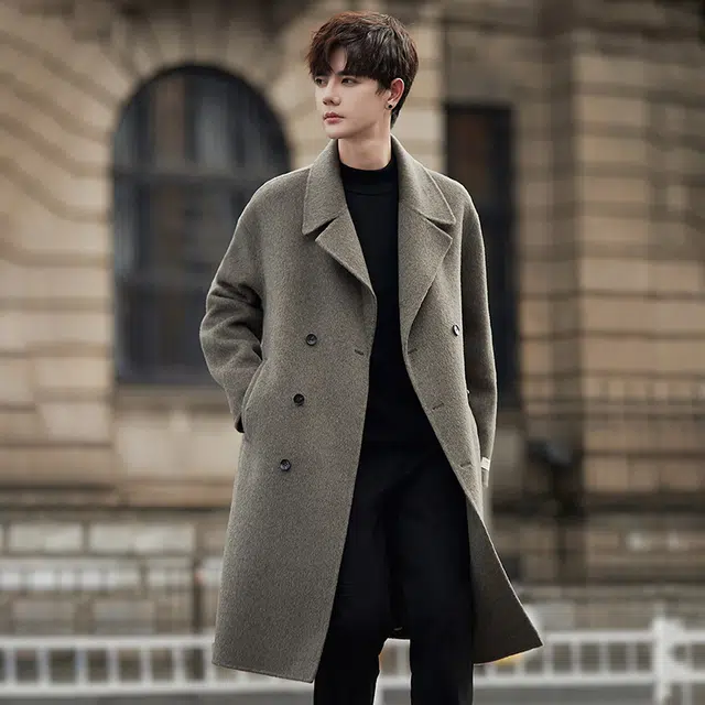 艾梵斯贝 高端双面羊绒高级感简约设计大气日常休闲商务行政北欧风优雅气质中长款宽松大衣 男女同款