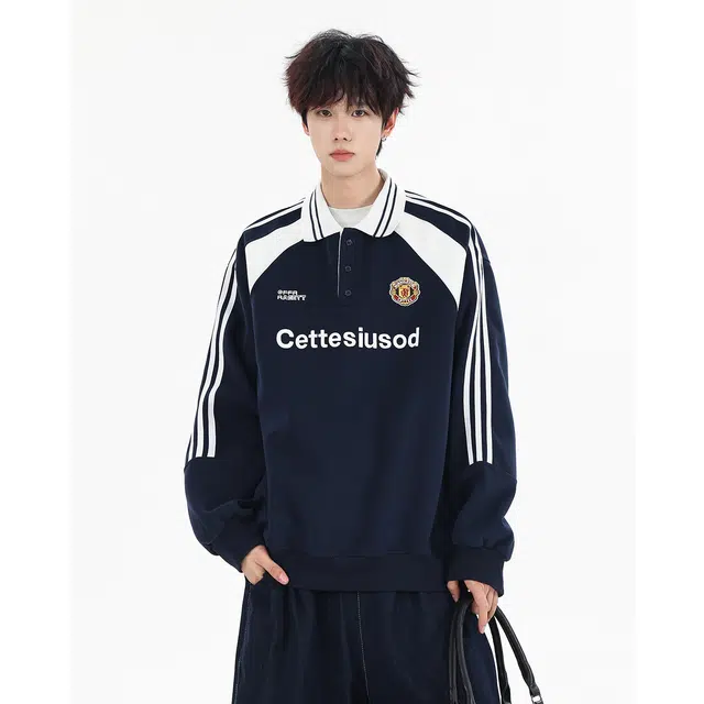 艾梵斯贝 美式复古潮流字母印花徽章拼接设计款无性别日常通勤百搭宽松休闲时尚高级感学院风潮牌个性街头情侣款卫衣 男女同款