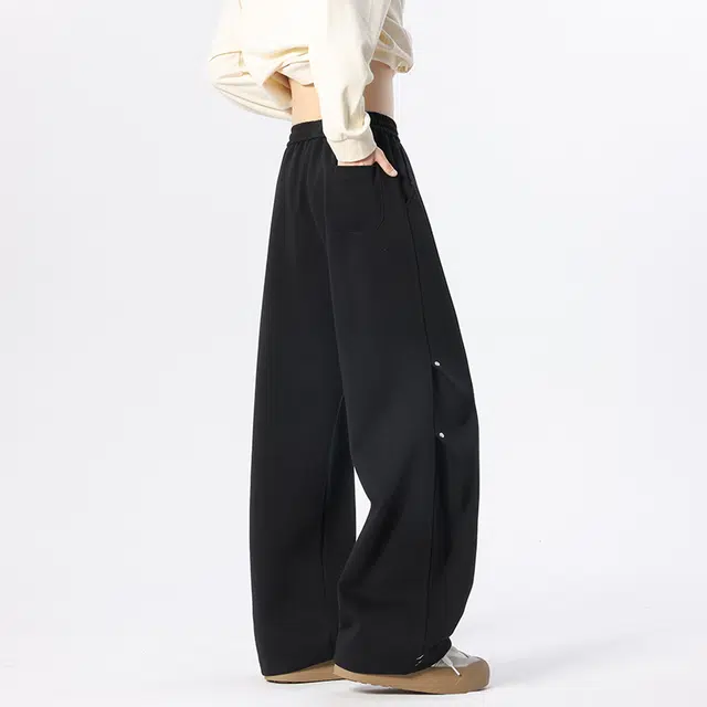 艾梵斯贝 美式复古潮流秋冬基础款设计感卫裤日常通勤百搭宽松时尚学院风无性别高街潮酷个性街头直筒情侣款休闲裤 男女同款