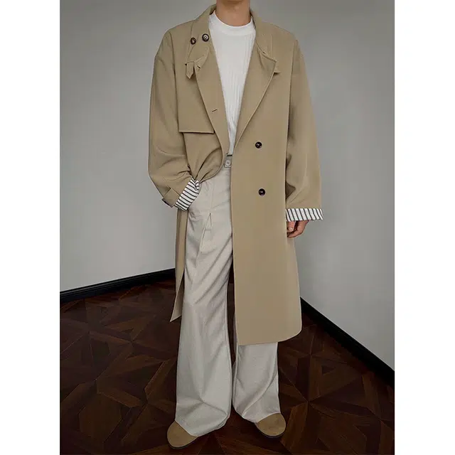 艾梵斯贝 美式复古立领英伦风小众设计感简约时尚无性别高级感日常通勤百搭休闲商务优雅气质长款长袖风衣 男女同款