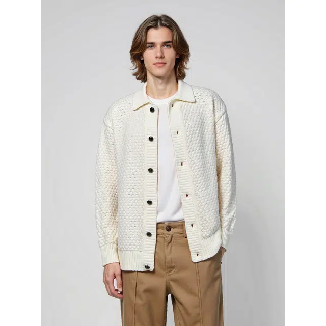 艾梵斯贝 美式复古潮流英伦风简约设计感日常通勤百搭高级感高端轻奢宽松休闲商务法式慵懒风开衫毛衣 男款