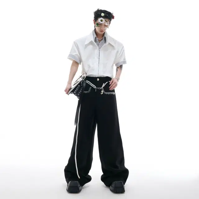 艾梵斯贝 美式复古潮流小众设计款假两件高级感无性别宽松休闲时尚学院风日常通勤百搭层次感潮酷高街风翻领衬衫 男女同款