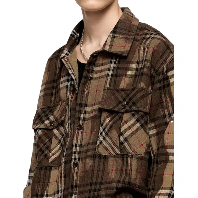 艾梵斯贝 美式复古潮流水洗格纹小众简约设计款日常通勤百搭高级感宽松休闲商务正式职场质感长袖衬衣衬衫 男款