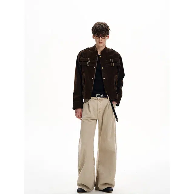 艾梵斯贝 美式复古潮流麂皮绒老钱风小众设计款无性别日常通勤宽松休闲时尚高级感个性街头潮酷情侣款夹克 男女同款