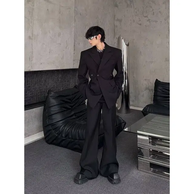 艾梵斯贝 美式复古潮流高级感日常通勤休闲商务老钱风简约设计款日系修身立体廓形春秋款西装 男女同款