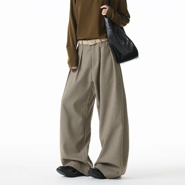 艾梵斯贝 美式复古潮流千鸟格简约设计款无性别主义日常通勤百搭高级感时尚高街法式慵懒风垂感阔腿西裤休闲裤 男女同款