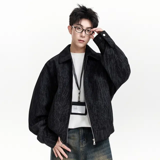 艾梵斯贝 美式复古潮流灯芯绒扎染翻领撞色防风防水小众设计感高品质日常通勤百搭宽松休闲夹克 男款