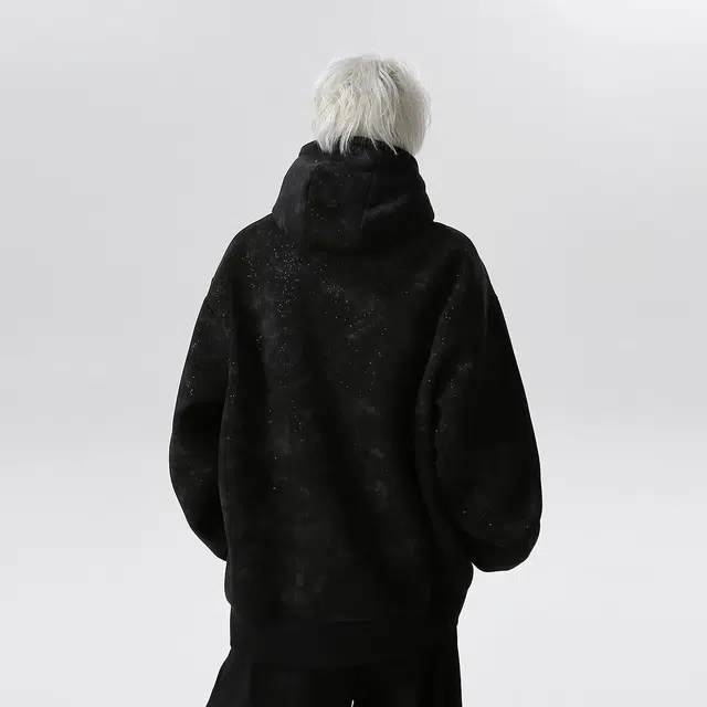 艾梵斯贝 美式复古潮流满天星扎染重磅小众设计款无性别潮酷暗黑风日常休闲百搭高级感高街风硬挺连帽套头卫衣 男女同款