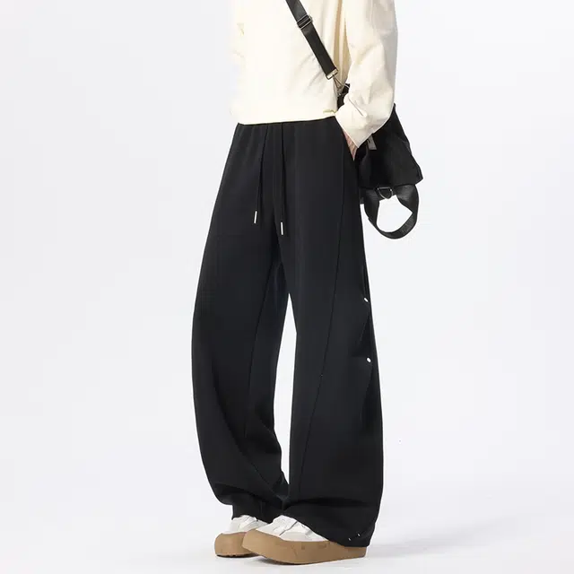 艾梵斯贝 美式复古潮流秋冬基础款设计感卫裤日常通勤百搭宽松时尚学院风无性别高街潮酷个性街头直筒情侣款休闲裤 男女同款