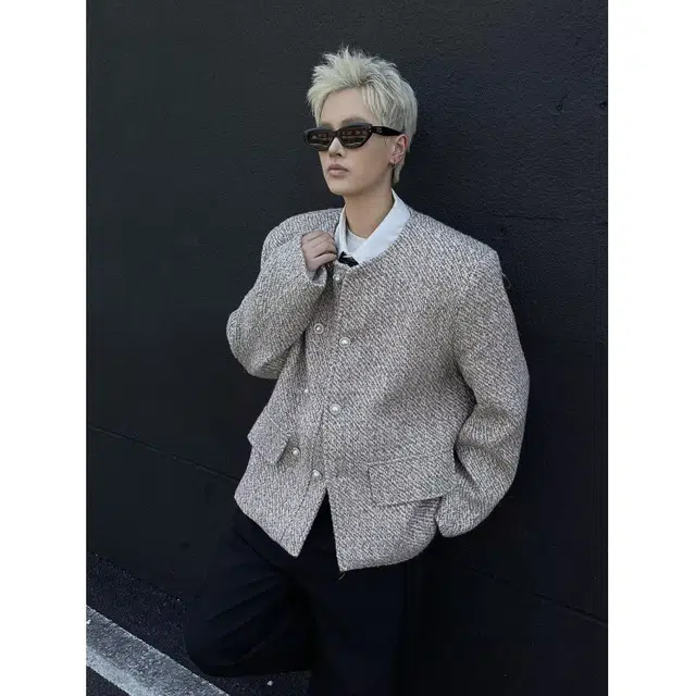 艾梵斯贝 美式复古潮流小香风开衫无领法式慵懒风小众设计感日常通勤百搭高级感宽松休闲简约时尚夹克 男女同款