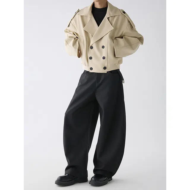 艾梵斯贝 美式复古潮流经典简约设计双排扣翻领时尚日常通勤百搭休闲商务高级感短风衣 男女同款