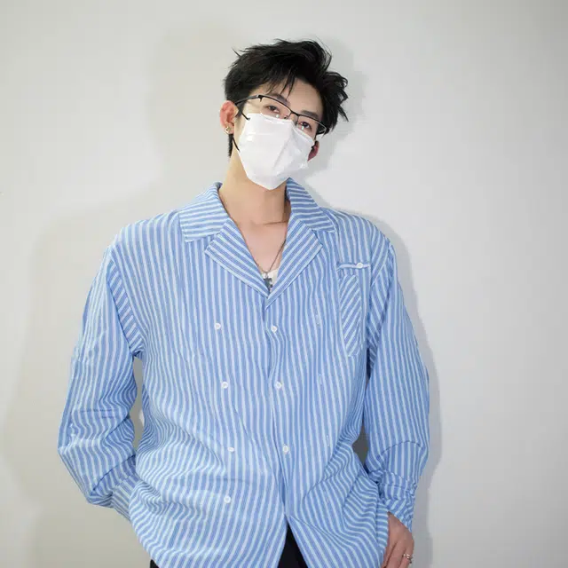 艾梵斯贝 美式复古潮流高级感撕漫男开衫外套文艺风休闲商务简约时尚百搭小众设计感竖条纹长袖衬衫 男款