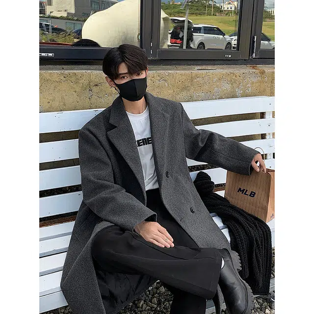 艾梵斯贝 高品质轻奢御寒保暖时尚简约纯色港风休闲商务绅士日常通勒百搭英伦风双排扣西装领长款过膝情侣款呢子大衣 男女同款